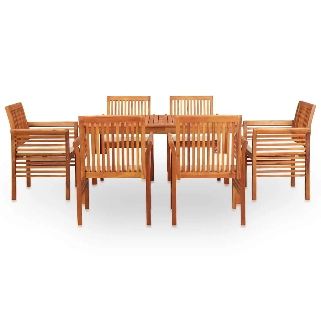 7 Piece Solid Acacia Outdoor Dining Set with Cushions