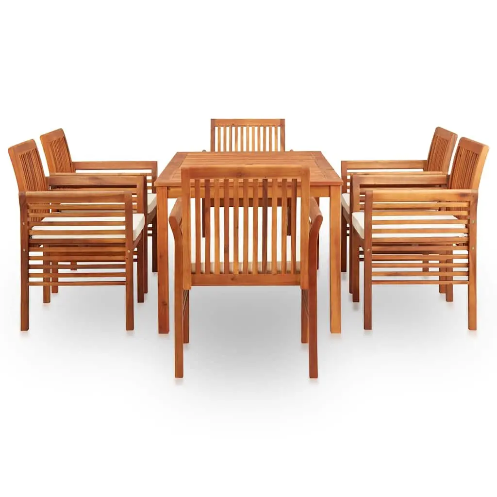 7 Piece Solid Acacia Outdoor Dining Set with Cushions