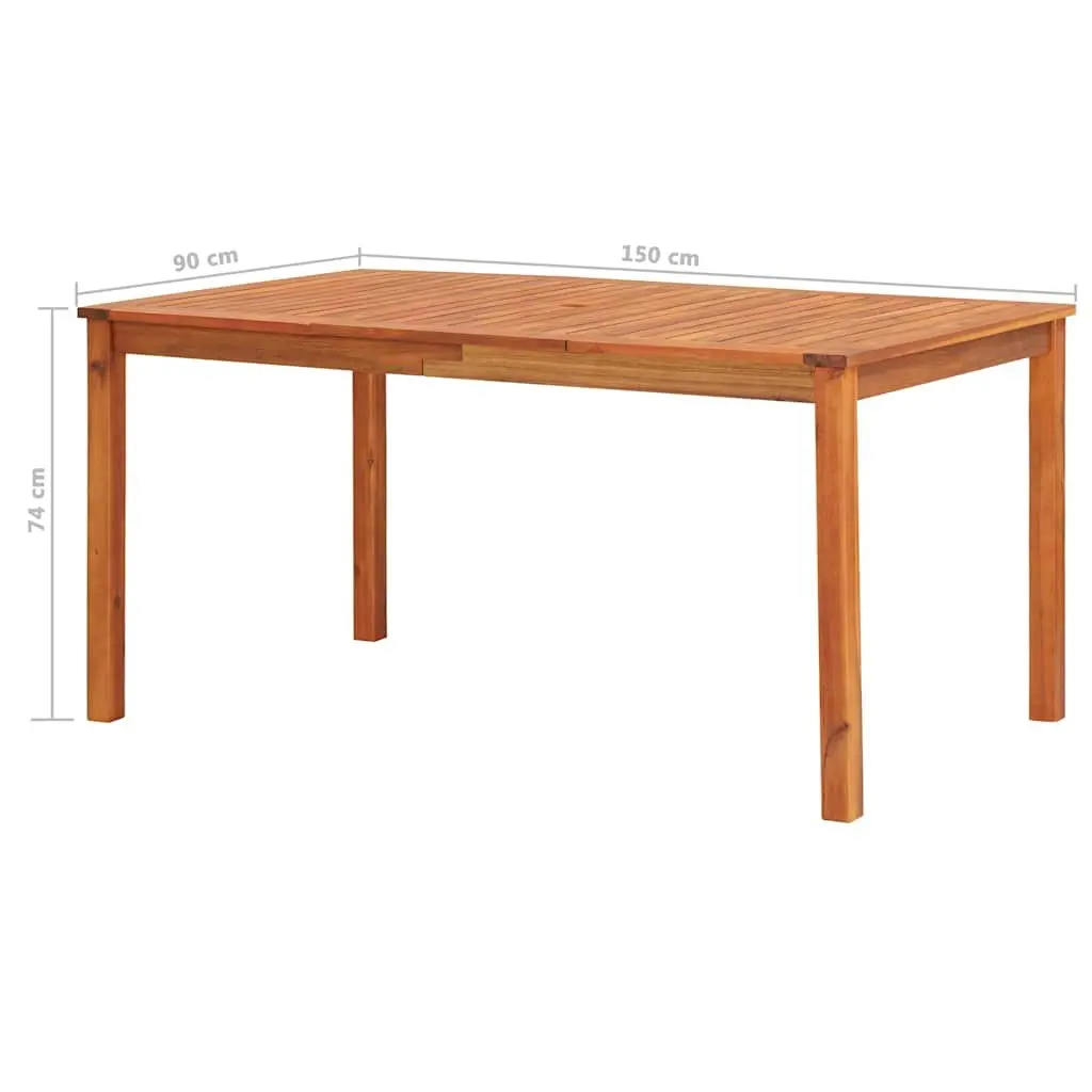 5 Piece Outdoor Dining Set Solid Wood Acacia Brown Slatted Table Chairs with Cushions