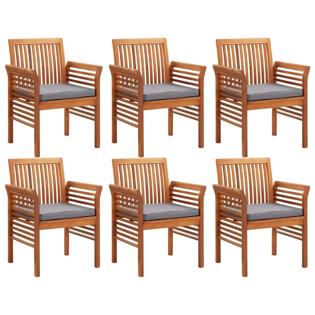 Outdoor Dining Set 7 Piece Acacia Solid Wood Brown Table Chairs with Cushions