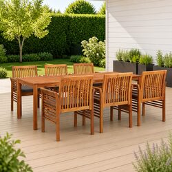 Premium 7 Piece Brown Acacia Outdoor Dining Set