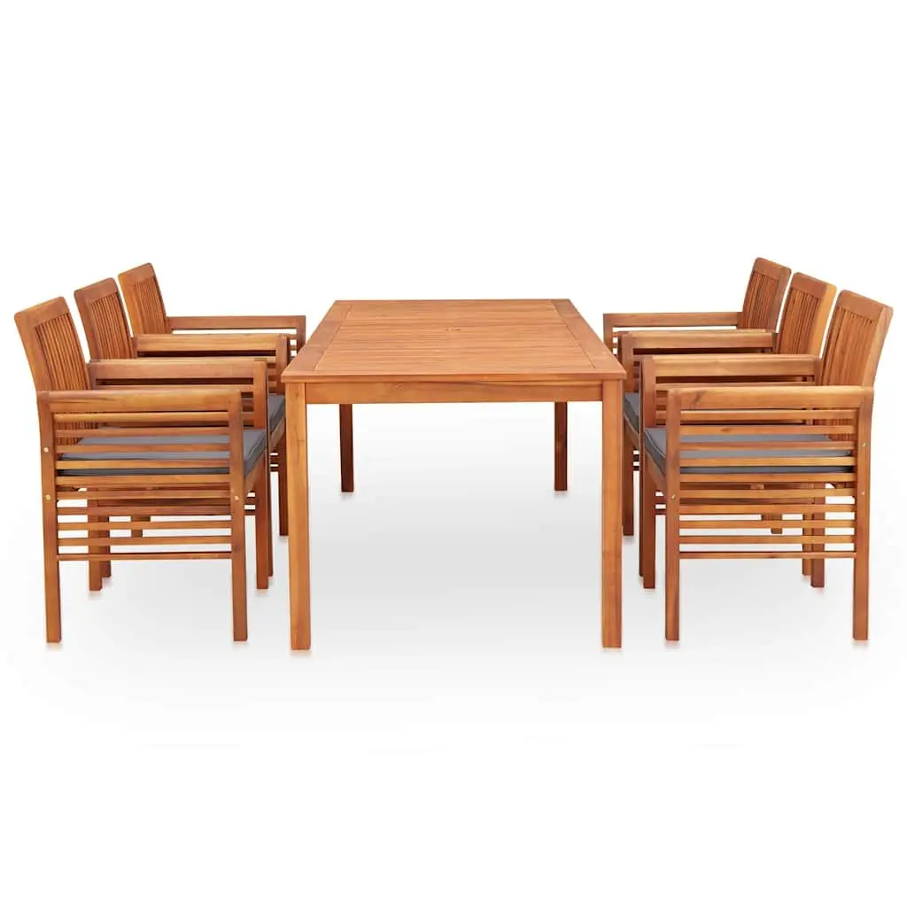 7 Piece Brown Acacia Outdoor Dining Set