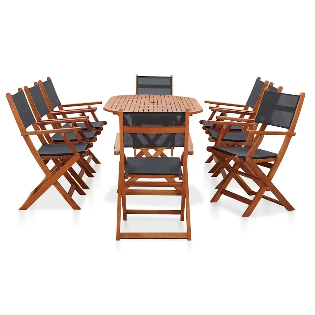 Solid Eucalyptus Wood 9 Piece Outdoor Dining Set