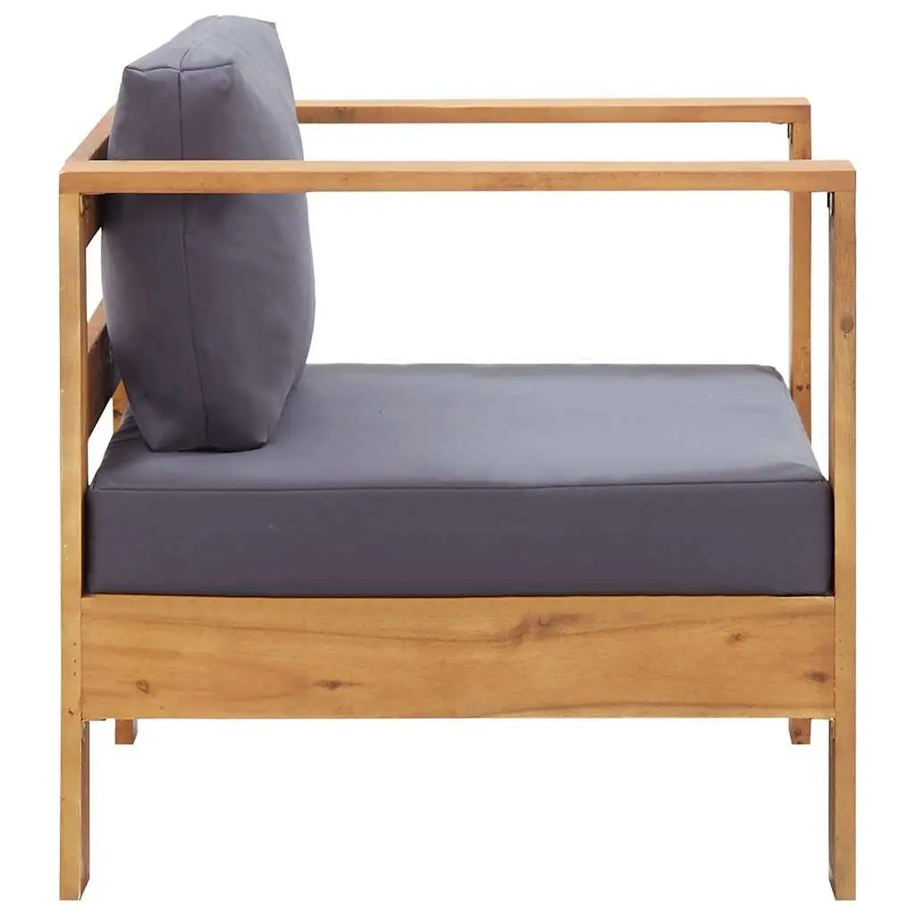 Garden Lounge Set Solid Acacia Wood 4 Piece Grey Outdoor Furniture Patio Sofa with Cushions