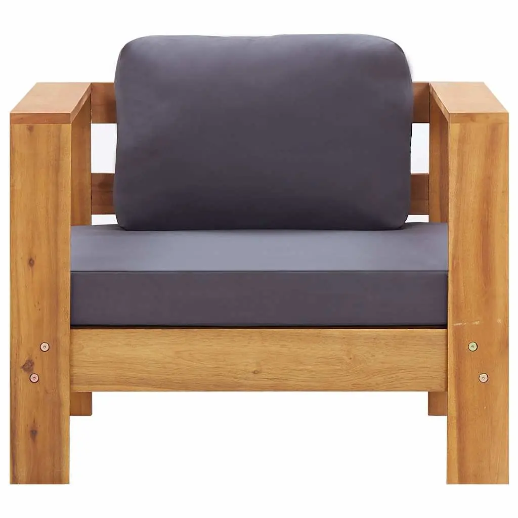 Garden Lounge Set Solid Acacia Wood 4 Piece Grey Outdoor Furniture Patio Sofa with Cushions