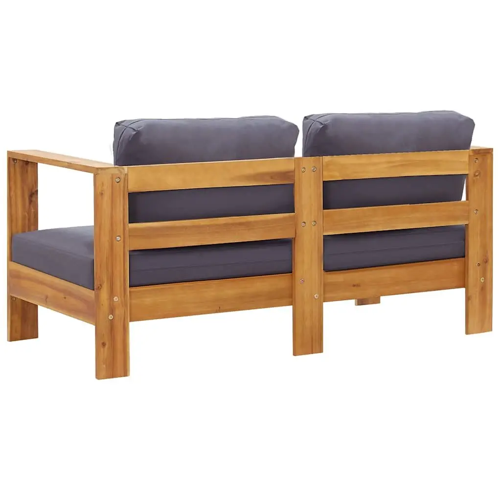 Garden Lounge Set Solid Acacia Wood 4 Piece Grey Outdoor Furniture Patio Sofa with Cushions