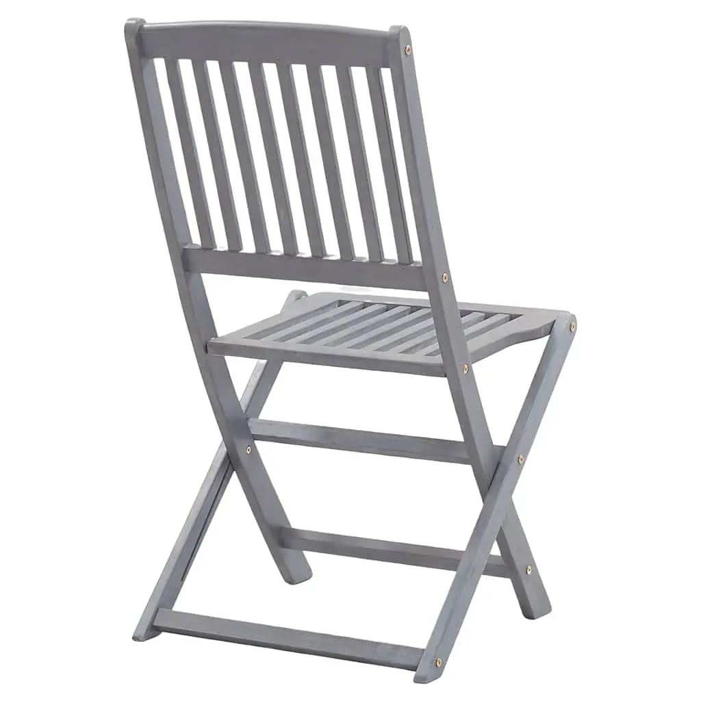 5-Piece Solid Wood Outdoor Dining Set with Grey Finish