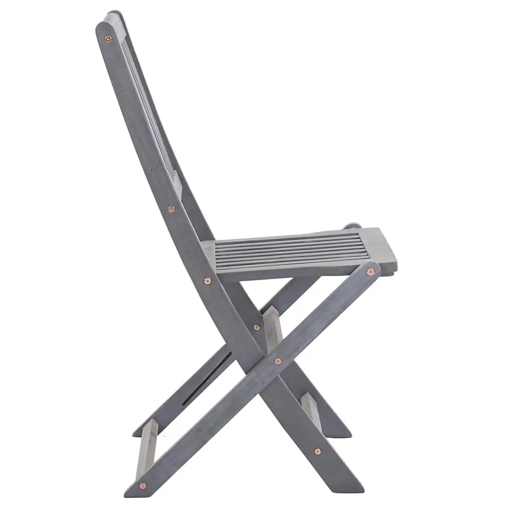 5-Piece Solid Wood Outdoor Dining Set with Grey Finish