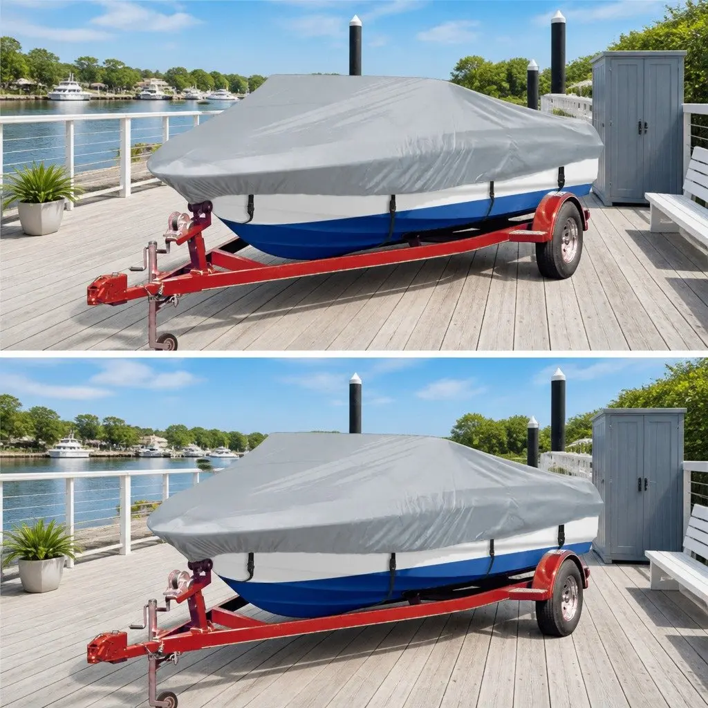 Heavy Duty Grey Boat Storage Covers 2 Pack 427-488cm