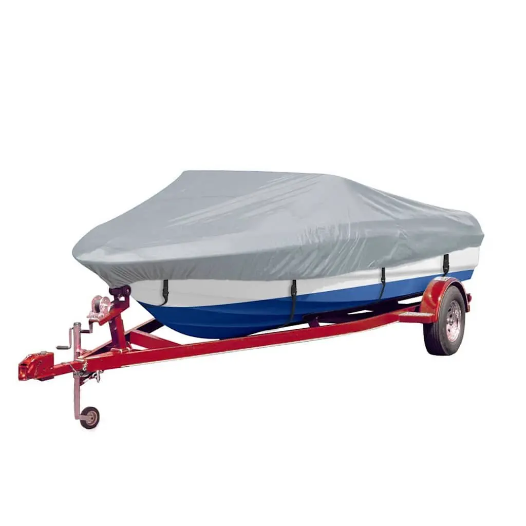 Heavy Duty Waterproof Boat Cover 2 Pieces Grey Polyester Durable Mooring Protection
