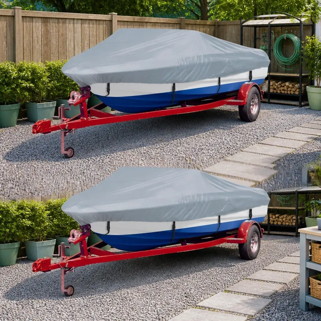 Heavy Duty Water Repellent Boat Covers 2 Pack Grey 519-580cm