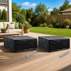 Garden Furniture Cover 260x260x90cm Black Outdoor Rattan Protection 2 Pack