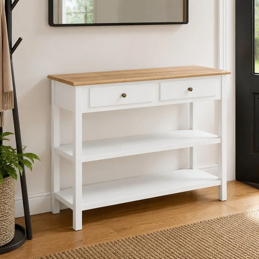 White Storage Cabinet with 2 Drawers