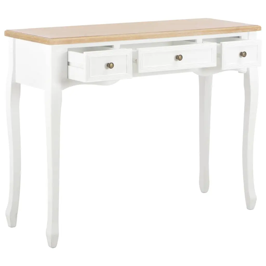 White Console Table with 3 Drawers for Storage