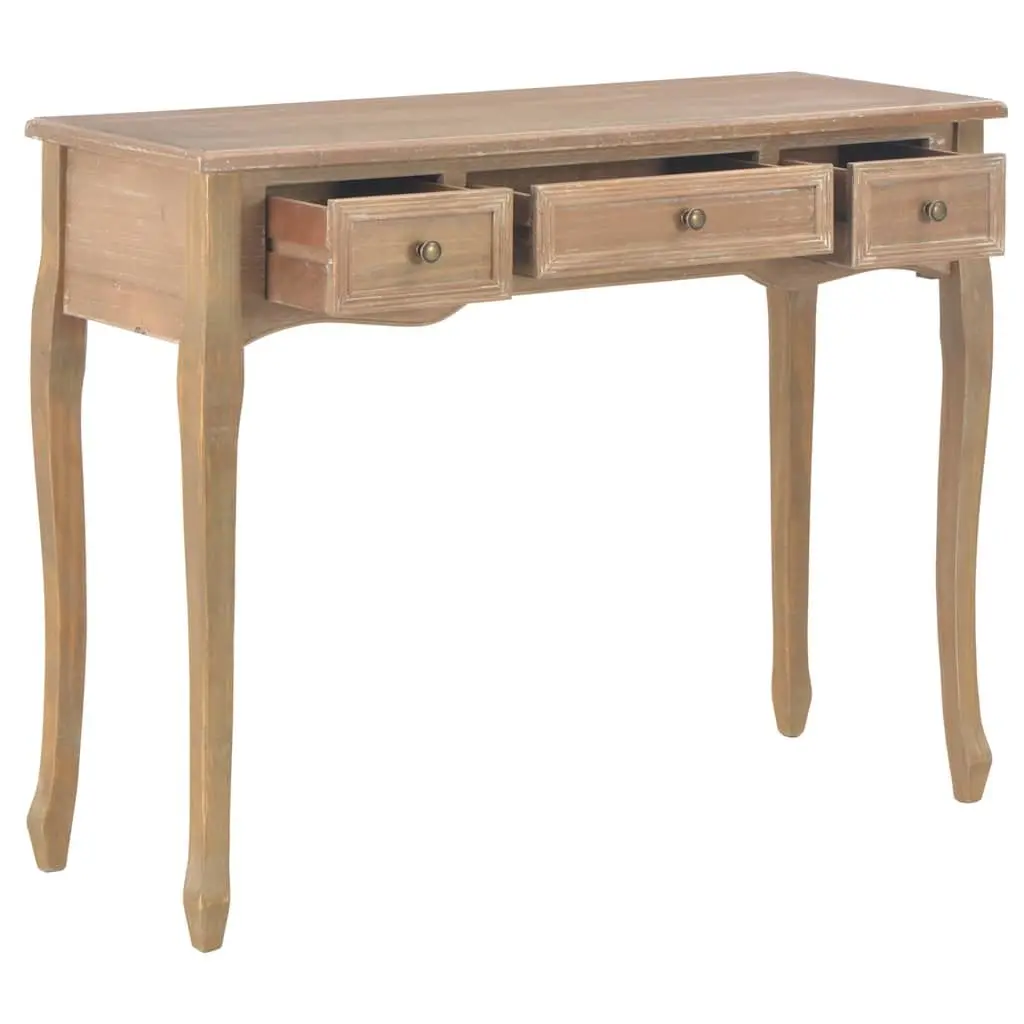 Brown Console Table with 3 Drawers