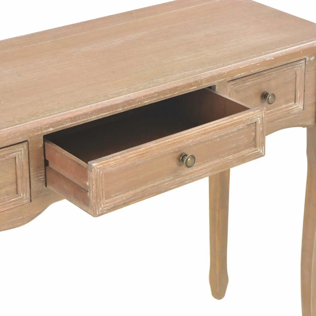 Brown Console Table with 3 Drawers