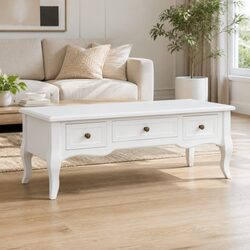 Elegant White Wooden TV Cabinet with 3 Drawers