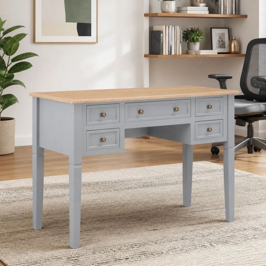 Grey Writing Desk with Ample Storage Space