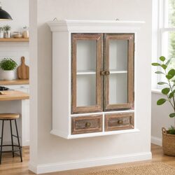 Durable Wall Cabinet in White 49x22x59cm for Storage