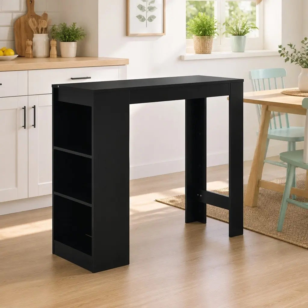 Bar Table Engineered Wood 110x50x103cm Black