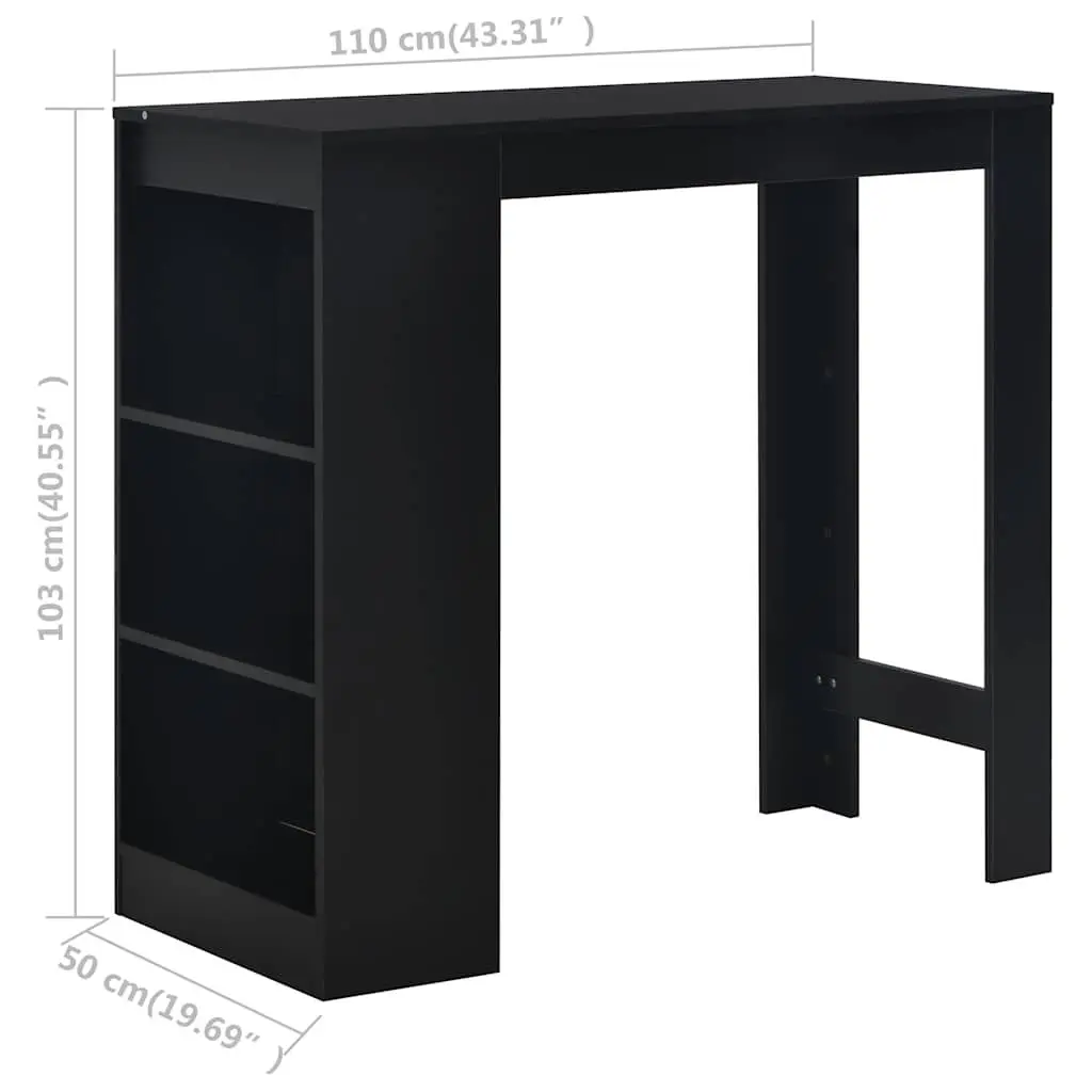 Bar Table Engineered Wood 110x50x103cm Black