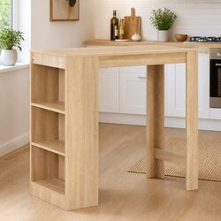 Stylish Bar Table with 3-Layer Storage Shelf, Brown