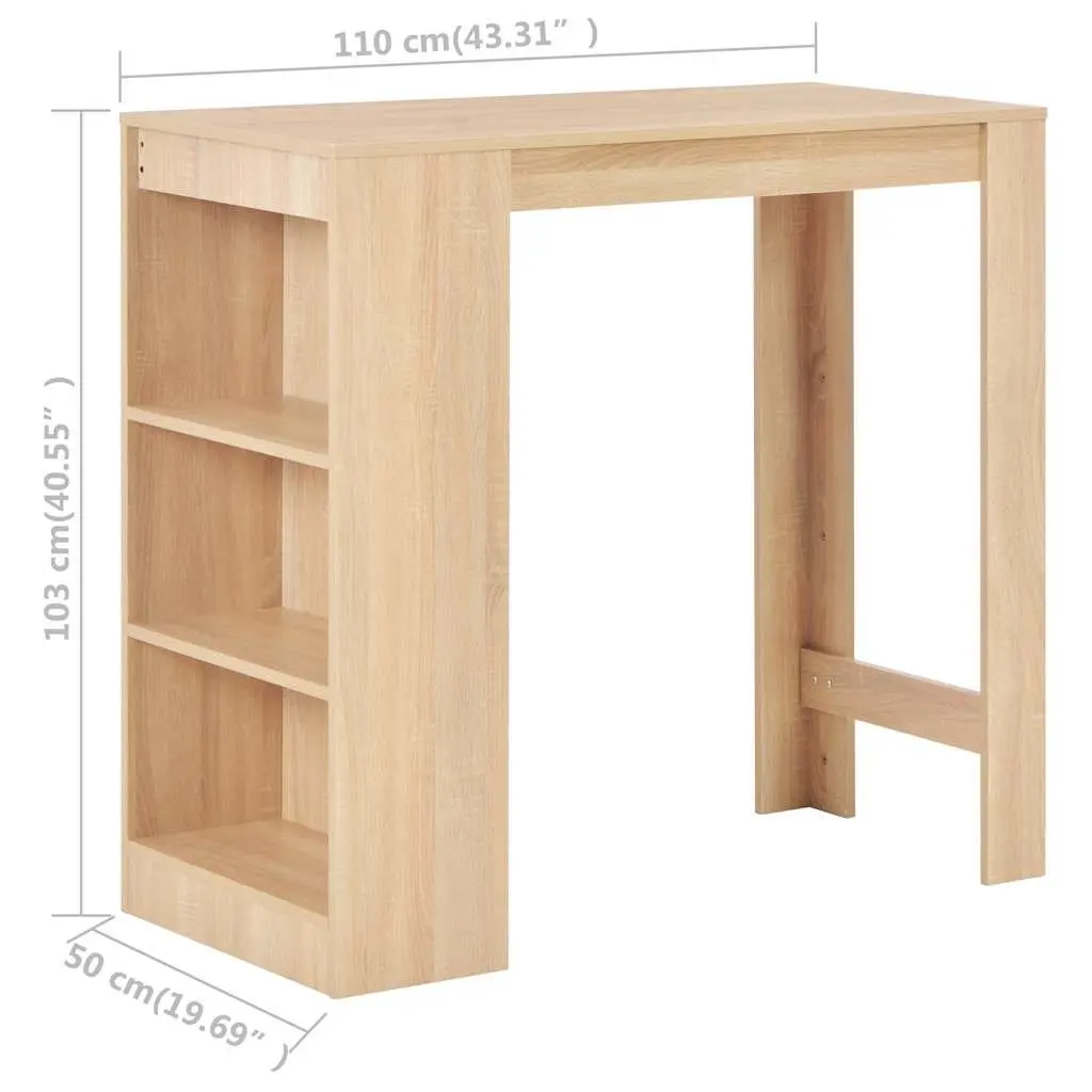 Bar Table with 3-Layer Storage Shelf, Brown