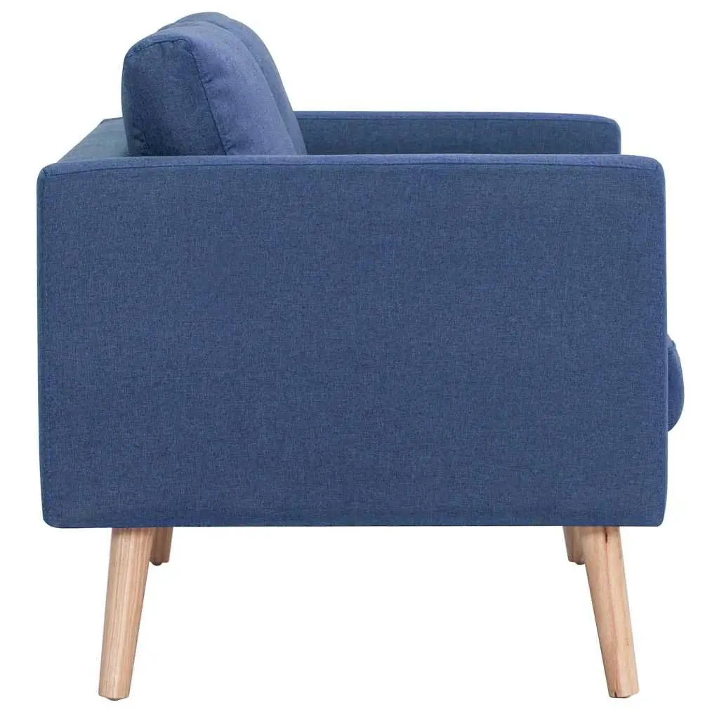 2-Seater Blue Fabric Couch with Removable Covers
