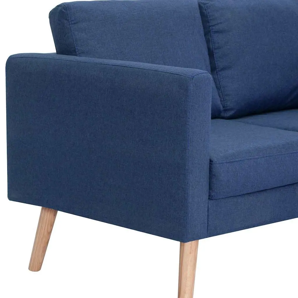 2-Seater Blue Fabric Couch with Removable Covers