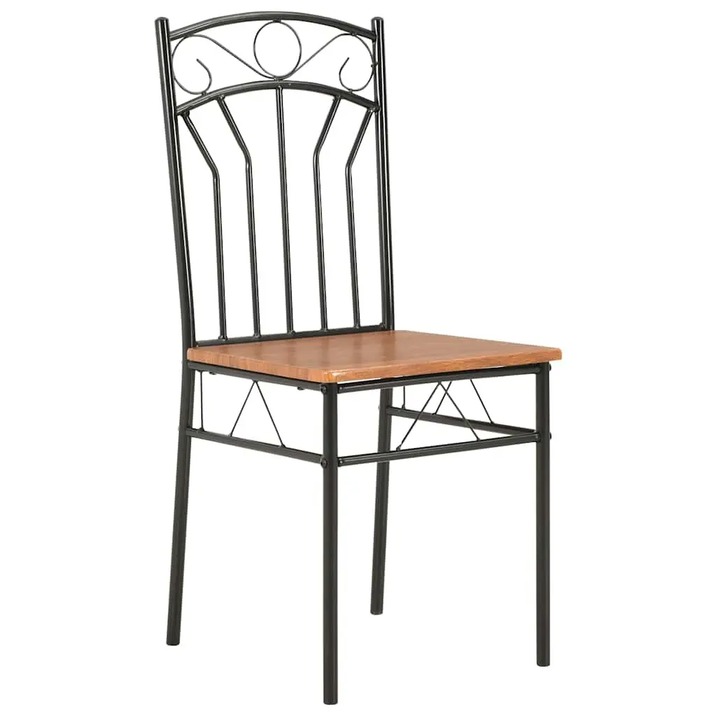Dining Chairs MDF Board Steel 4 Piece Brown Modern Industrial Style