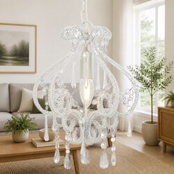 Ceiling Lamp Round White Beads E14 Modern Flush Mount Pendant Light Fixture