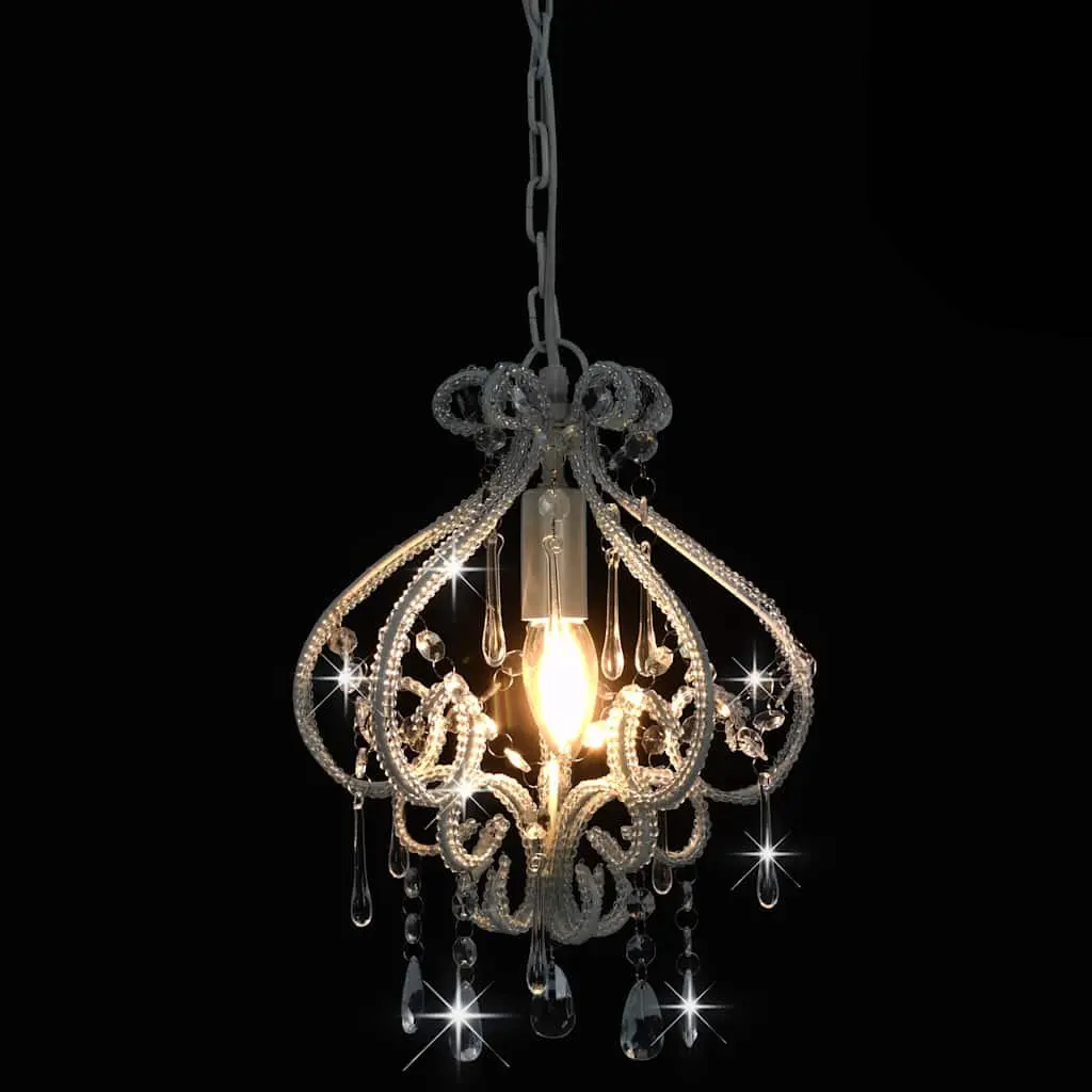 Flush Mount Ceiling Lamp with White Beads E14