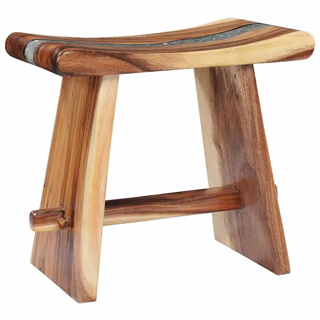 Multicolour Solid Wood and Polyresin Compact Stool