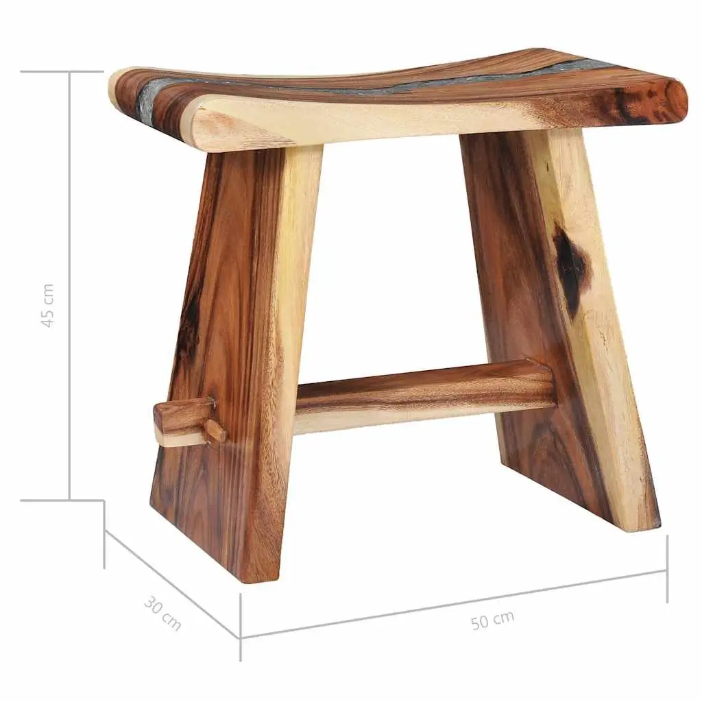 Multicolour Solid Wood and Polyresin Compact Stool