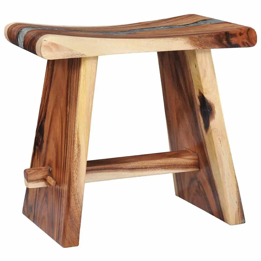 Multicolour Solid Wood and Polyresin Compact Stool