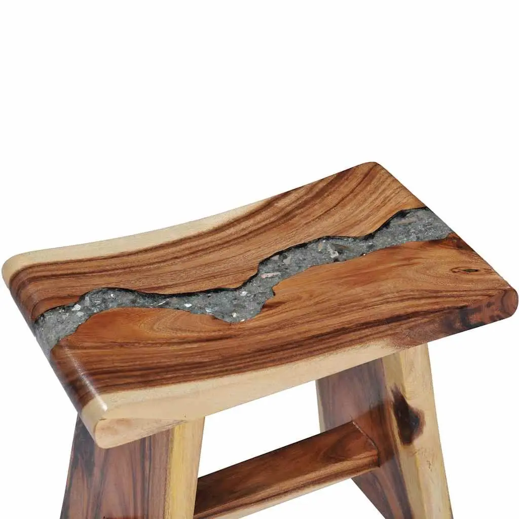 Multicolour Solid Wood and Polyresin Compact Stool
