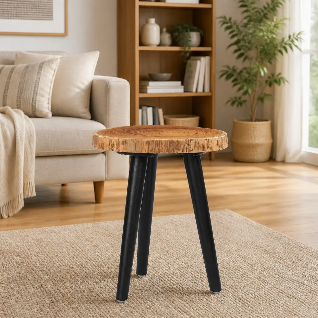 Round Teak Root Coffee Table with Mango Wood Base 40x45cm