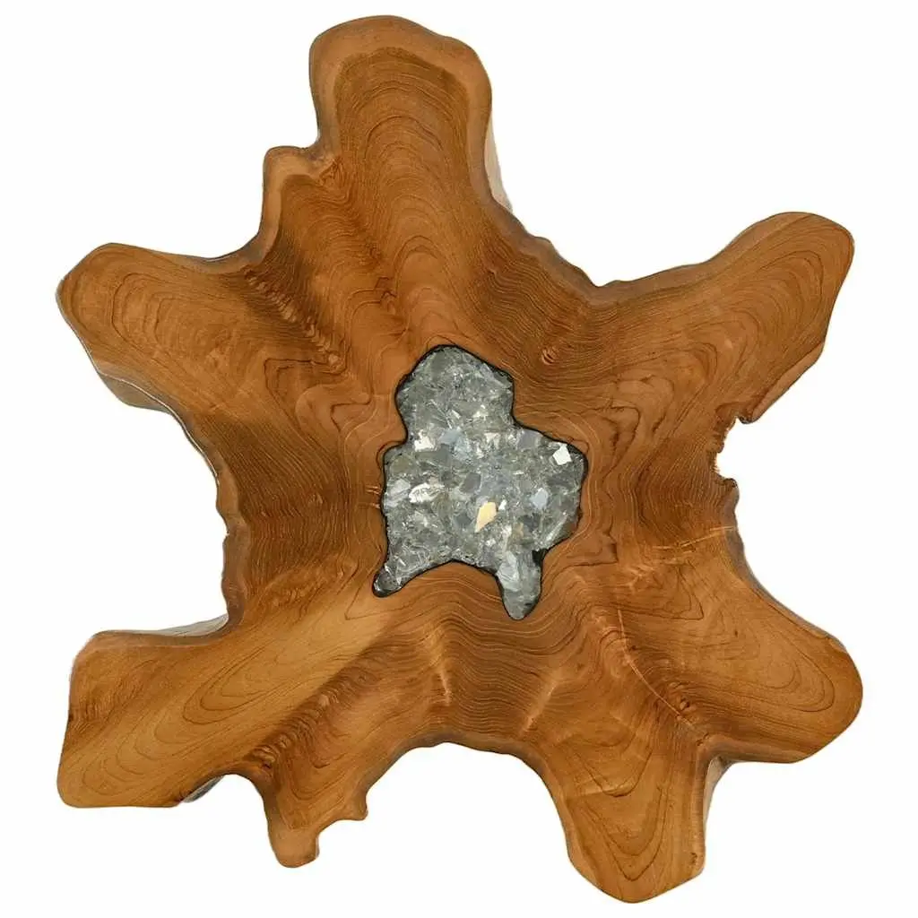 Solid Teak Wood Coffee Table with Polyresin Top