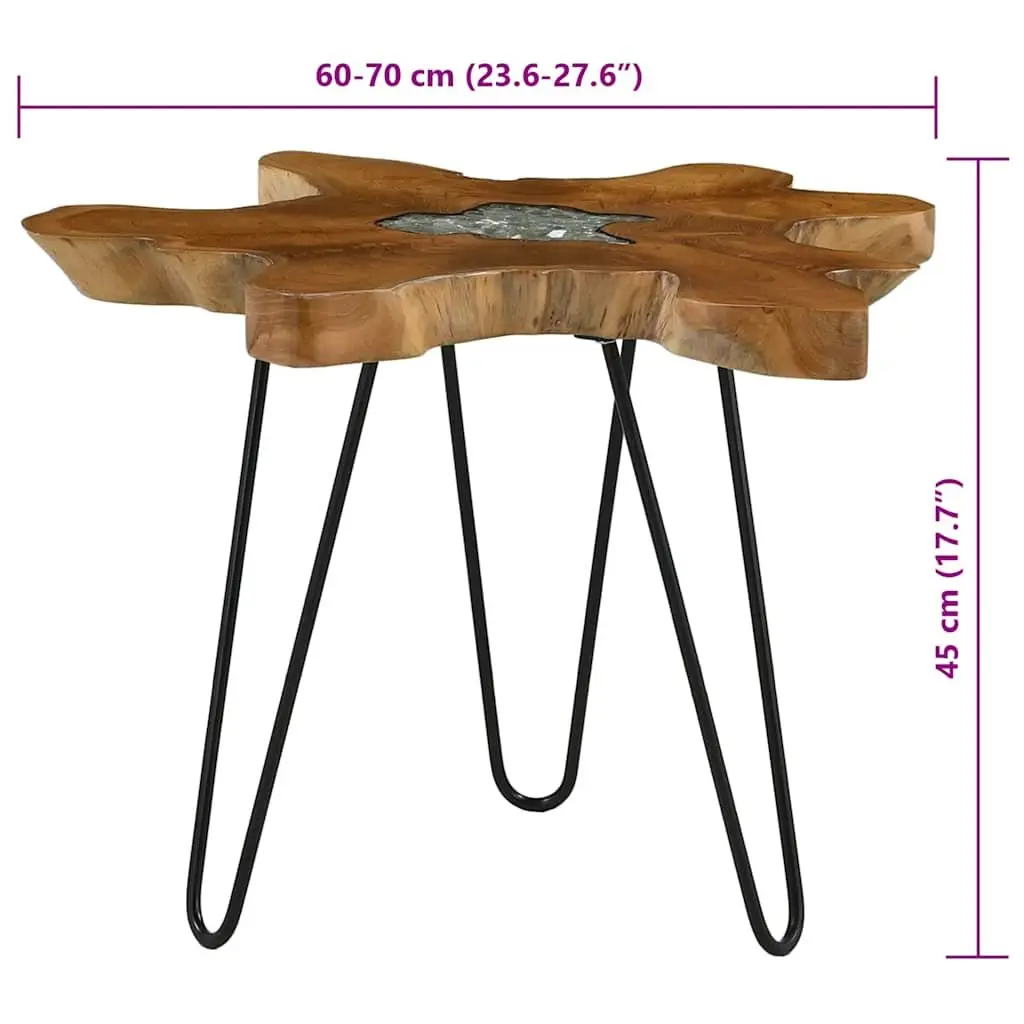 Solid Teak Wood Coffee Table with Polyresin Top