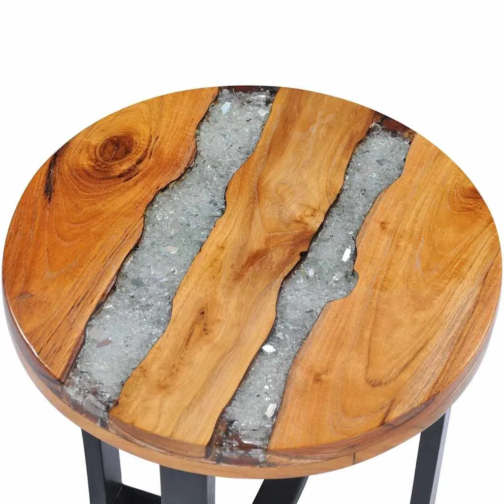 Round Solid Teak & Mango Wood Coffee Table 40x45cm