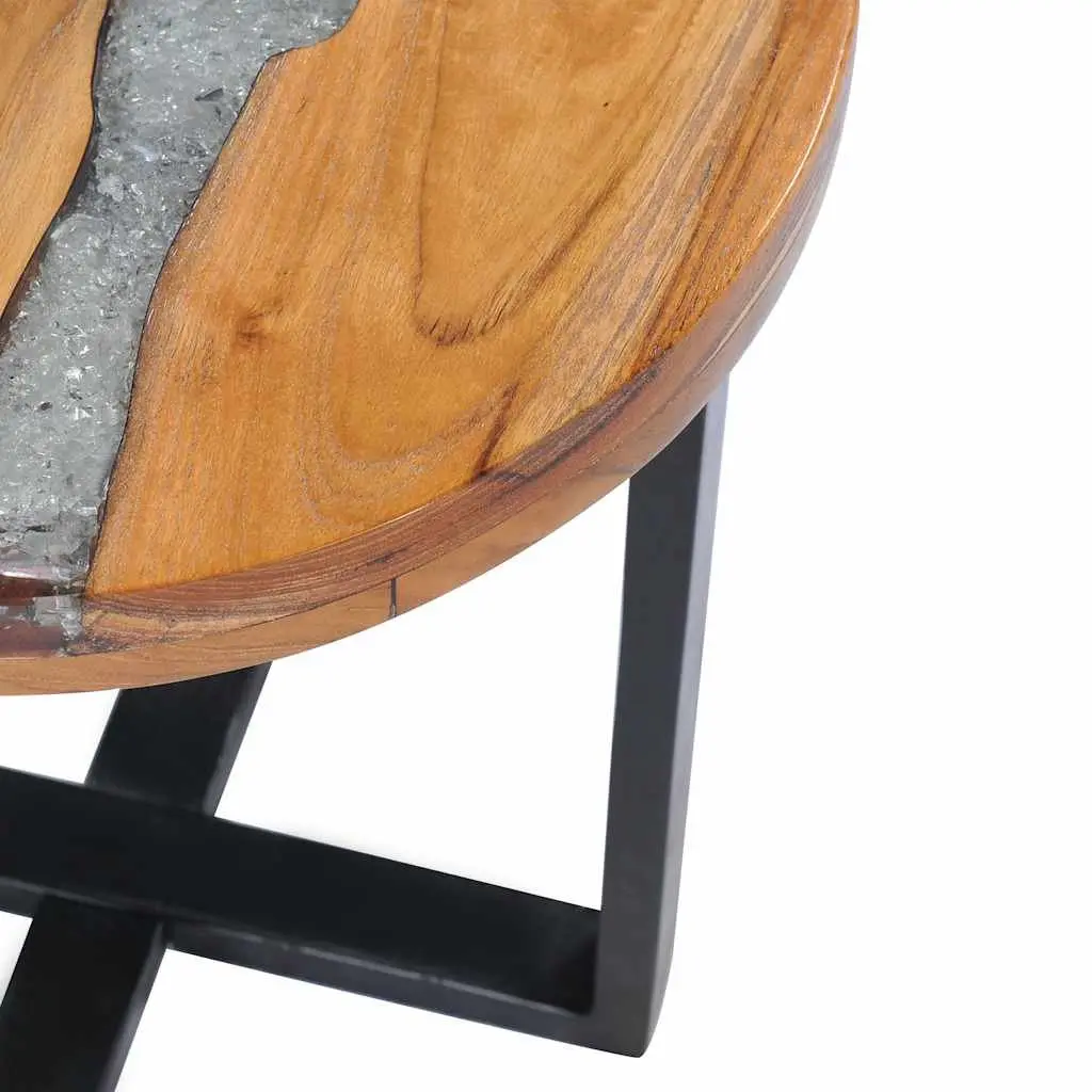 Round Solid Teak & Mango Wood Coffee Table 40x45cm