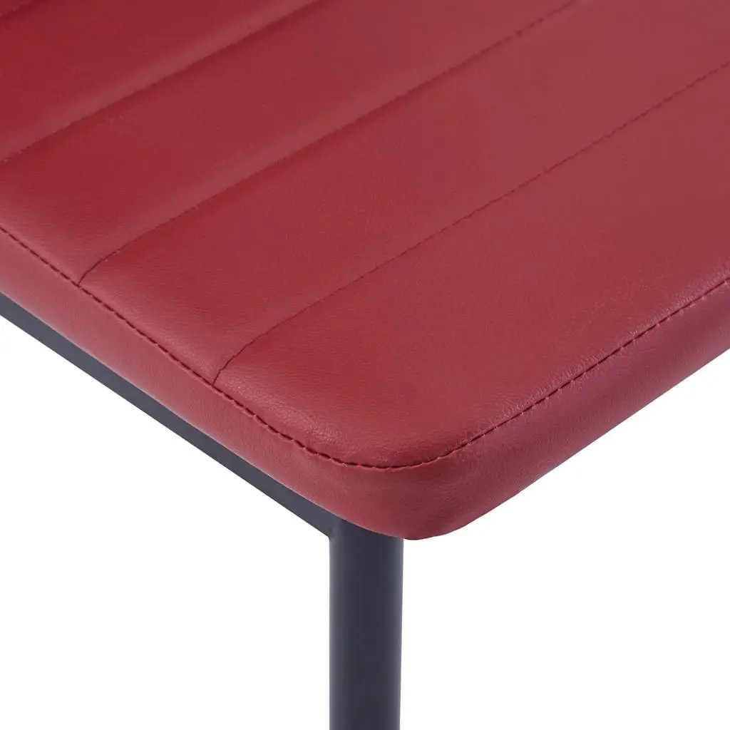 Five Piece Dining Set with Wine Red Upholstered Chairs