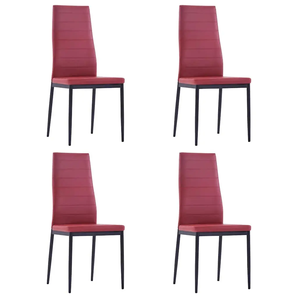 Five Piece Dining Set with Wine Red Upholstered Chairs