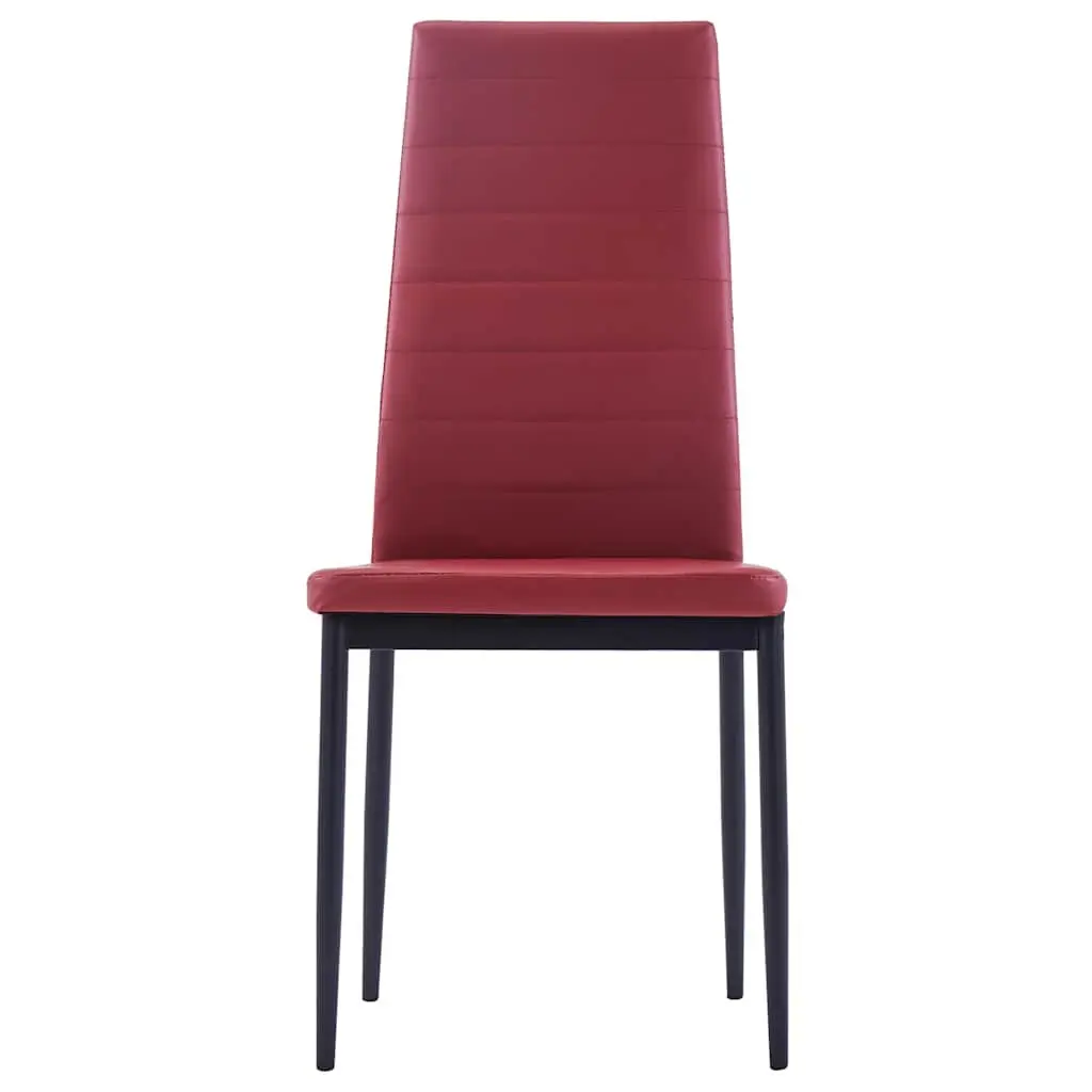 Five Piece Dining Set with Wine Red Upholstered Chairs