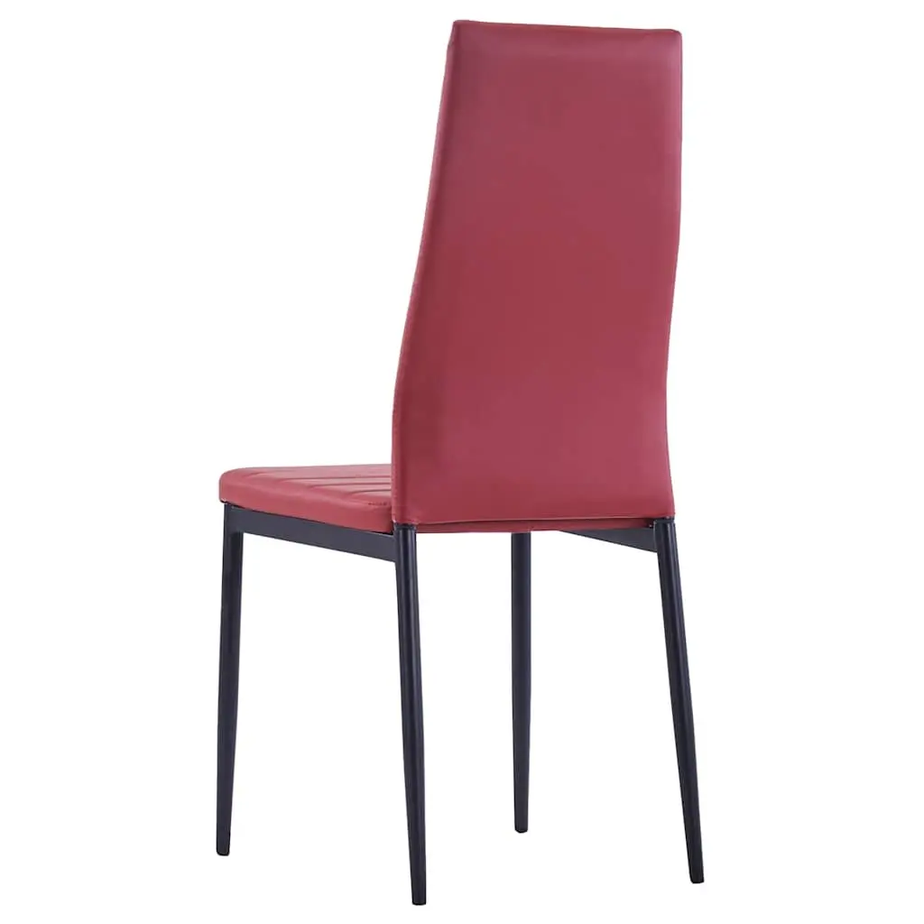 Five Piece Dining Set with Wine Red Upholstered Chairs