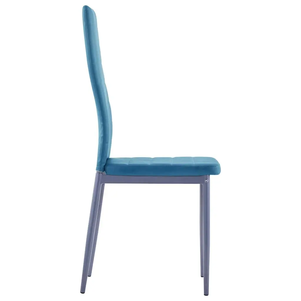 5-Piece Dining Set with Blue Glass Top