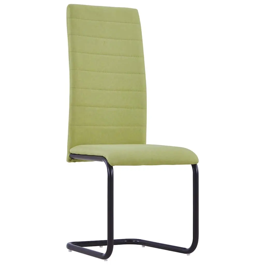 Set of 4 Modern Green Fabric Cantilever Dining Chairs