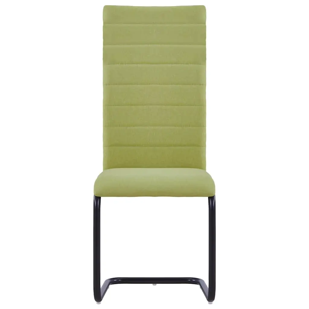 Set of 4 Modern Green Fabric Cantilever Dining Chairs