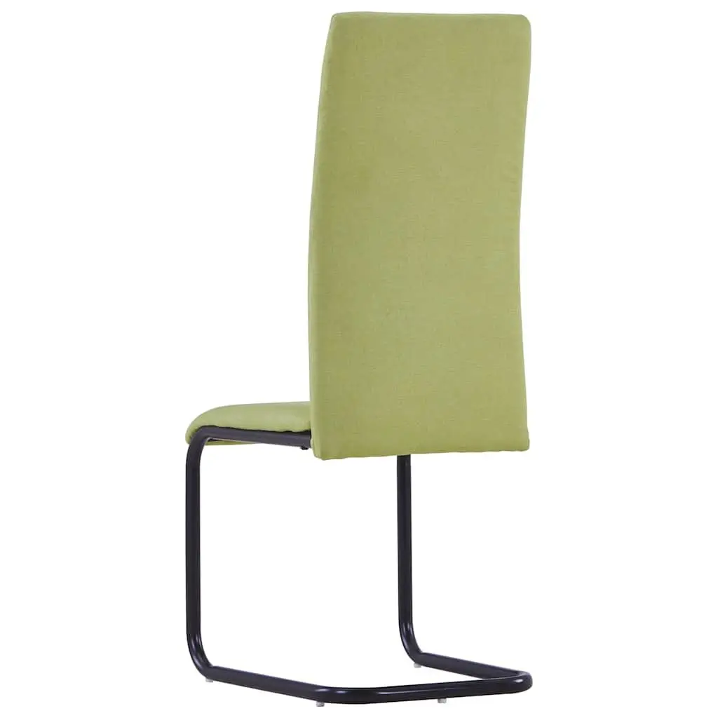 Set of 4 Modern Green Fabric Cantilever Dining Chairs