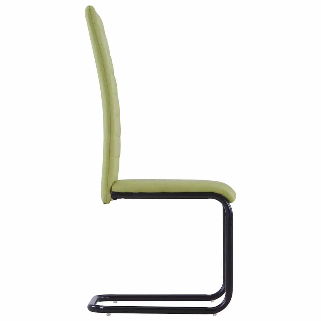 Set of 4 Modern Green Fabric Cantilever Dining Chairs